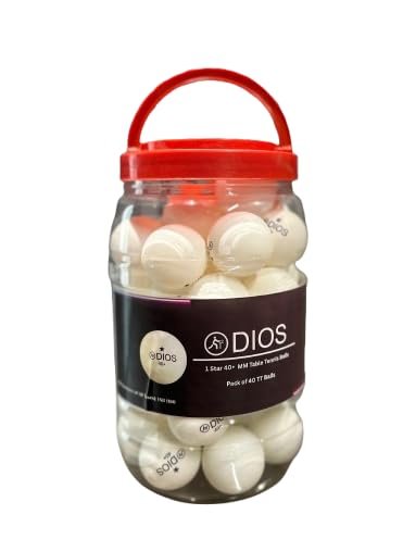 Dios High Performance 1 Star White Table Tennis (T.T) | Advanced 40+mm Ping Pong Balls for Training, Tournaments Play| Durable for Indoor/Outdoor Game 40 Balls in1 Pack (Pack of 40)